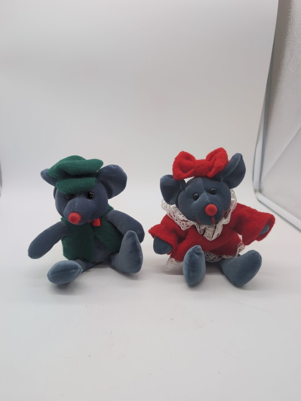 Vintage MTY International Christmas Plush Mice Set - Boy & Girl Holiday Pair
